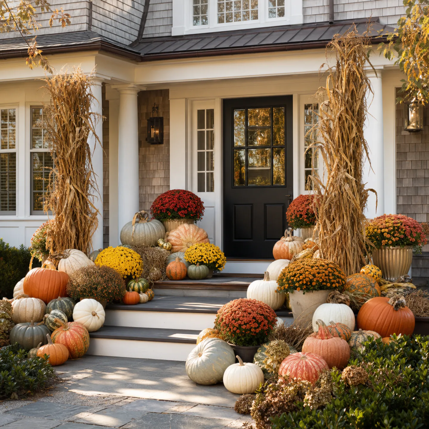 Representative Hamptons Fall harvest porch styling